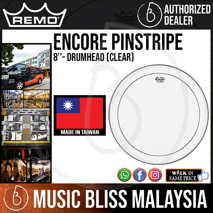 Remo Encore Pinstripe Drumhead - 8" - Clear (EN-0308-PS EN0308PS EN 0308 PS) - Music Bliss Malaysia