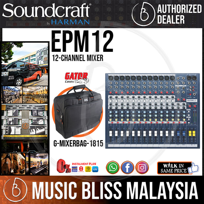 Soundcraft EPM12 Mixer with Gator G-MIXERBAG-1815 (EPM 12) *Crazy Sales Promotion* - Music Bliss Malaysia