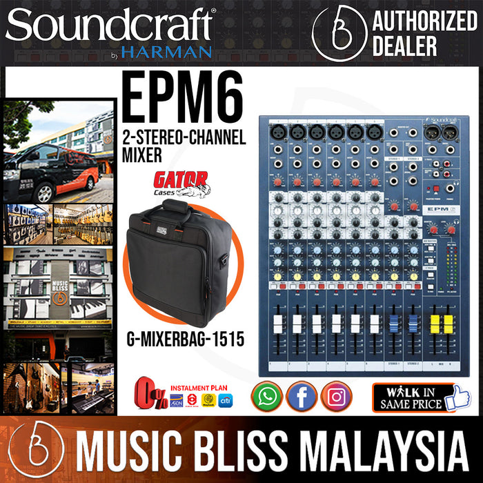 Soundcraft EPM6 Mixer with Gator G-MIXERBAG-1515 (EPM 6) *Crazy Sales Promotion* - Music Bliss Malaysia