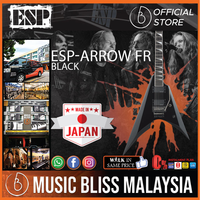 ESP Arrow FR Electric Guitar - Black (ARROW) - Music Bliss Malaysia