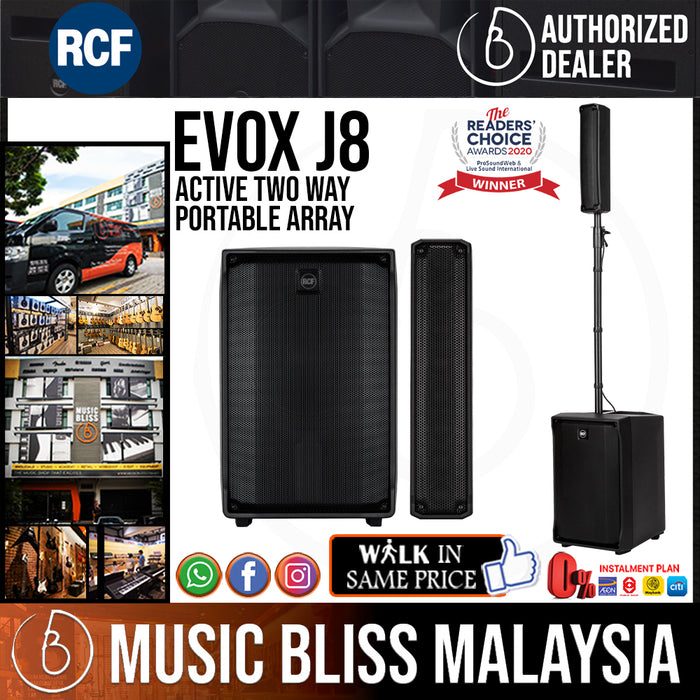 RCF EVOX J8 Active 12" 2-Way 1400W Portable Line Array PA System - Black (EVOXJ8) - Music Bliss Malaysia