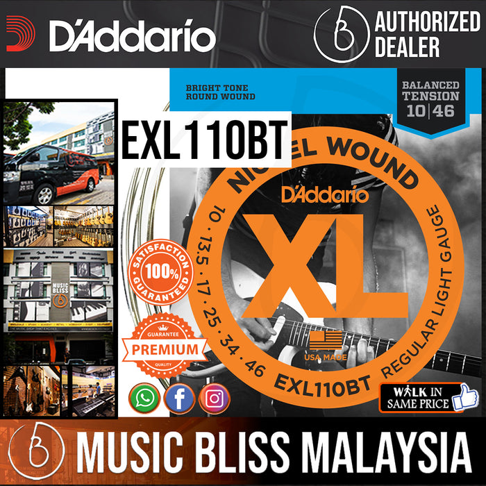 D'Addario EXL110BT Nickel Wound Electric Strings -.010-.046 Balanced Tension Regular Light - Music Bliss Malaysia