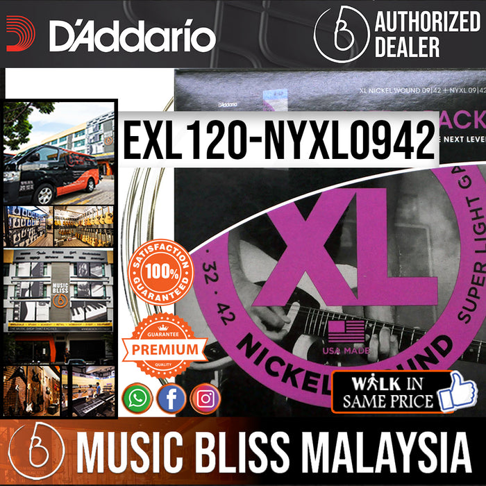 D'Addario EXL120-NYXL0942 Ultra Pack 09-42 NYXL and EXL Bundle, Electric  Guitar String Super Light Gauge Music Bliss Malaysia