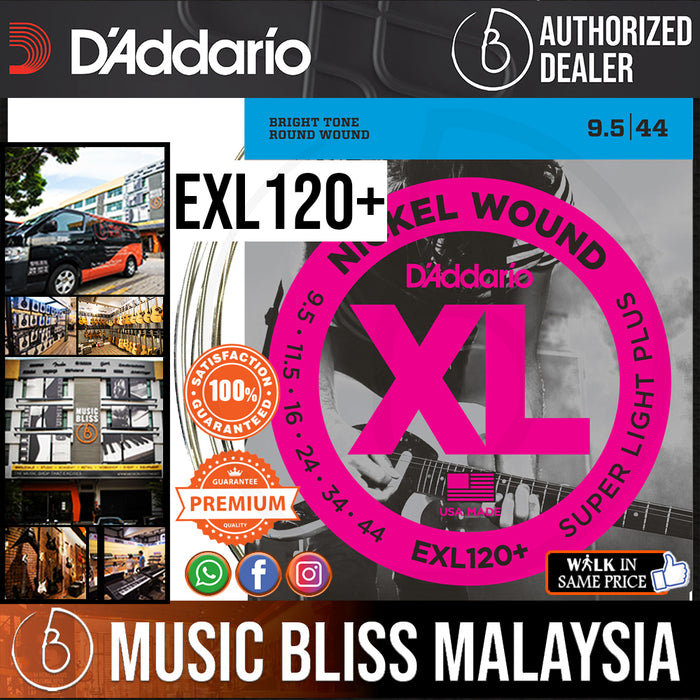 D'Addario EXL120+ Nickel Wound Electric Strings -.0095-.044 Super Light Plus - Music Bliss Malaysia