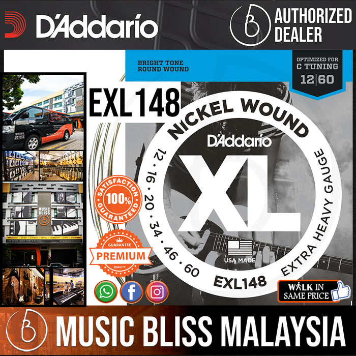 D'Addario EXL148 Nickel Wound Electric Strings -.012-.060 Extra Heavy - Music Bliss Malaysia