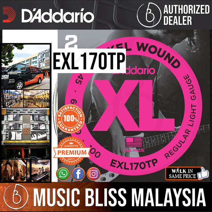 D'addario EXL170TP Nickel Wound Bass Strings, Light, 45-100, Long Scale (2-Pack) - Music Bliss Malaysia