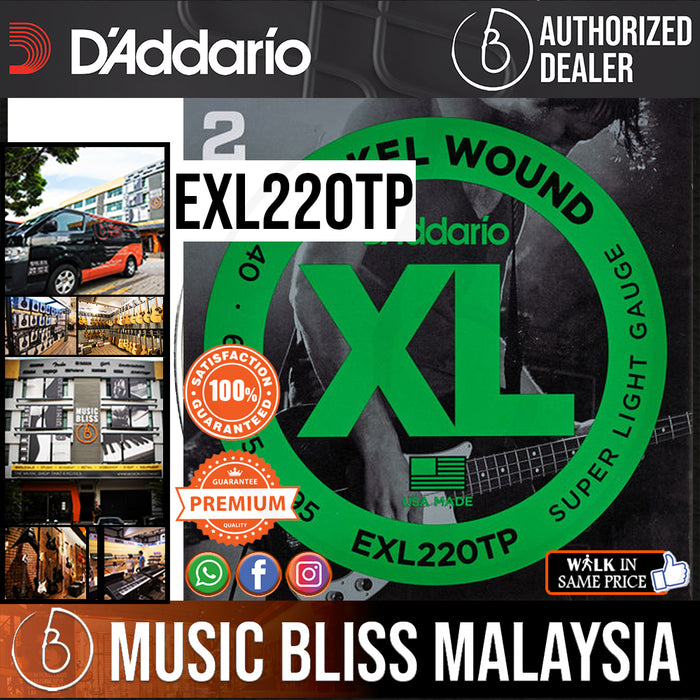 D’Addario EXL220TP Nickel Wound Bass Strings, Super Light - .040-.095, Long Scale (2-Pack) - Music Bliss Malaysia