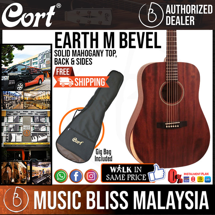 Cort Earth M Bevel Cut Acoustic Guitar with Bag - Open Pore - Music Bliss Malaysia
