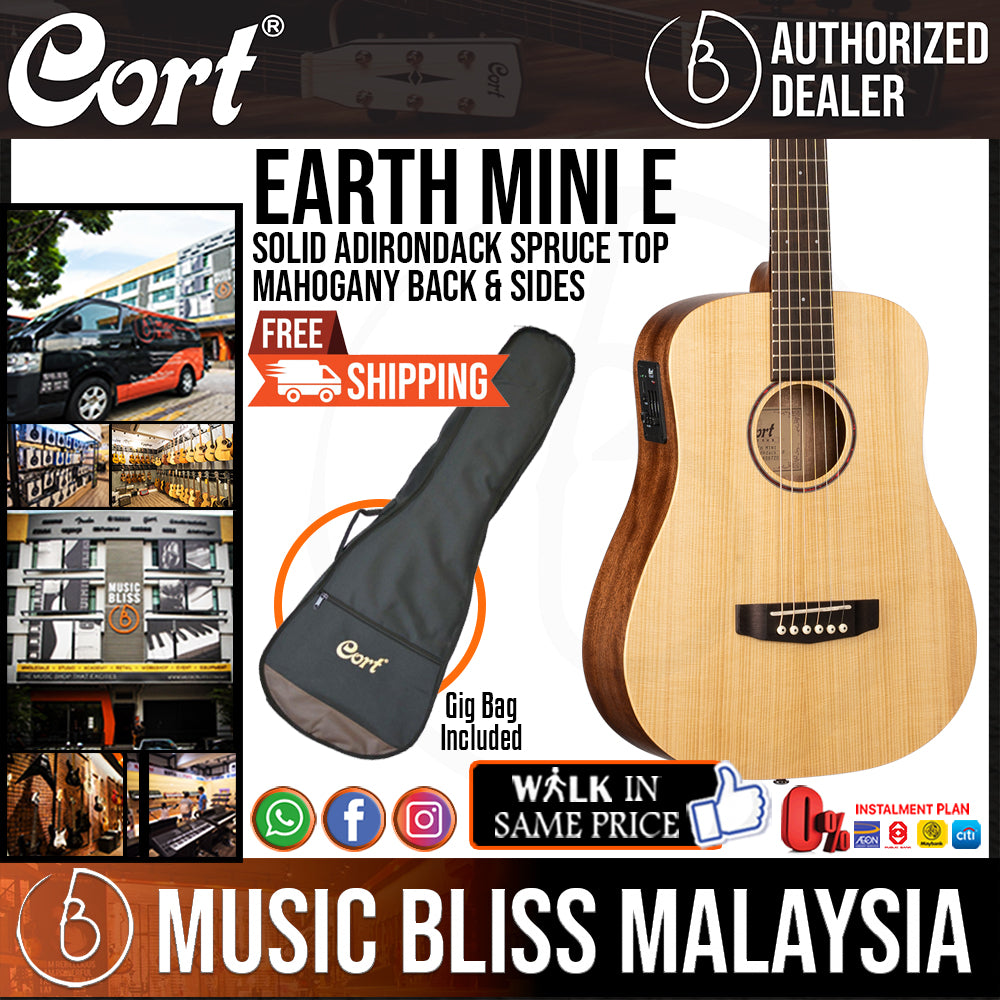 GUITARE CORT EARTH MINI NAT AVEC HOUSSE