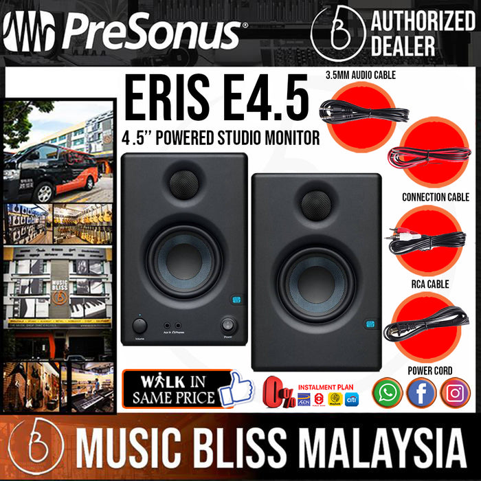 PreSonus Eris E4.5 4.5 inch Powered Studio Monitor - Pair - Music Bliss Malaysia