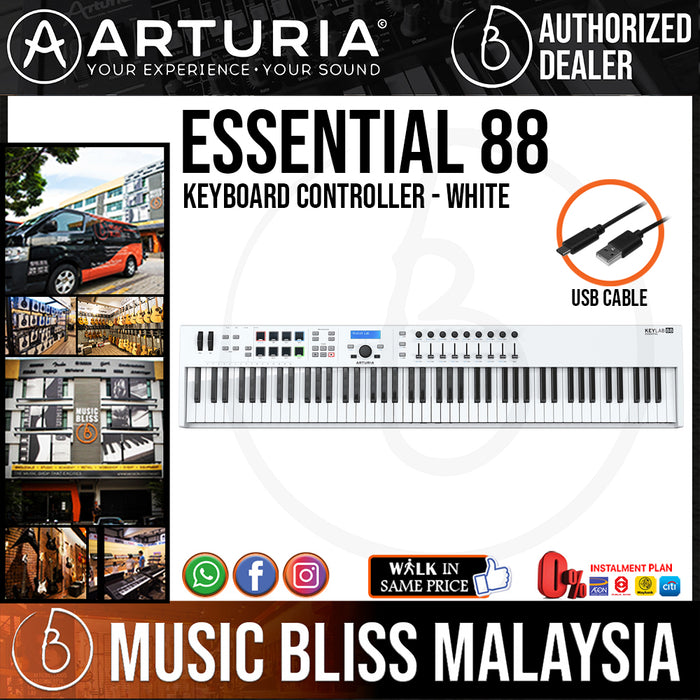 Arturia Keylab Essential 88 Keyboard Controller - White - Music Bliss Malaysia