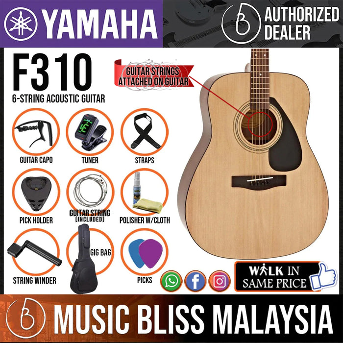 Yamaha F310 Acoustic Guitar with FREE Gig Bag & Capo - Music Bliss Malaysia