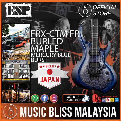 ESP FRX-CTM FR Burled Maple - Mercury Blue Burst (FRXCTMFRBM) - Music Bliss Malaysia