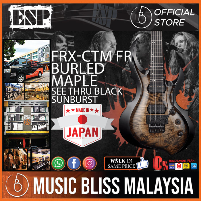 ESP FRX-CTM FR Burled Maple - See Thru Black Sunburst (FRXCTMFRBM) - Music Bliss Malaysia