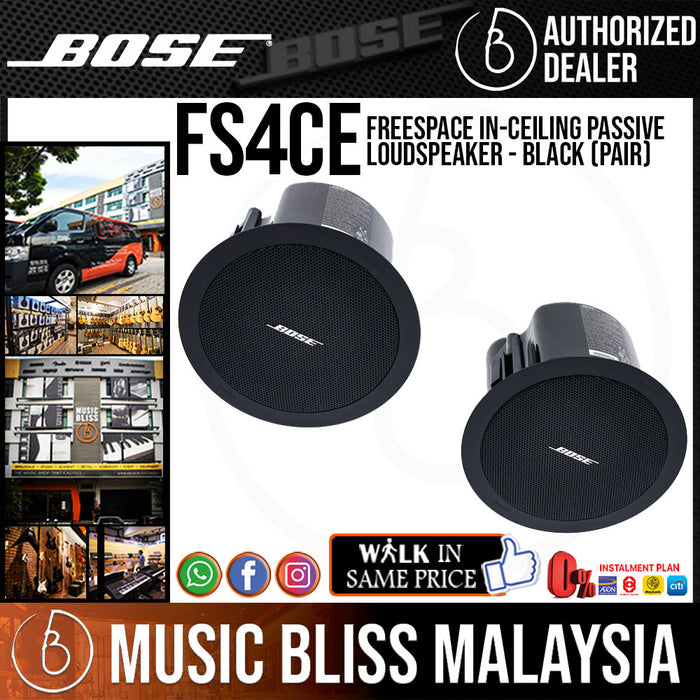 Bose FreeSpace FS4CE In-Ceiling Passive Loudspeaker - Black (Pair) - Music Bliss Malaysia