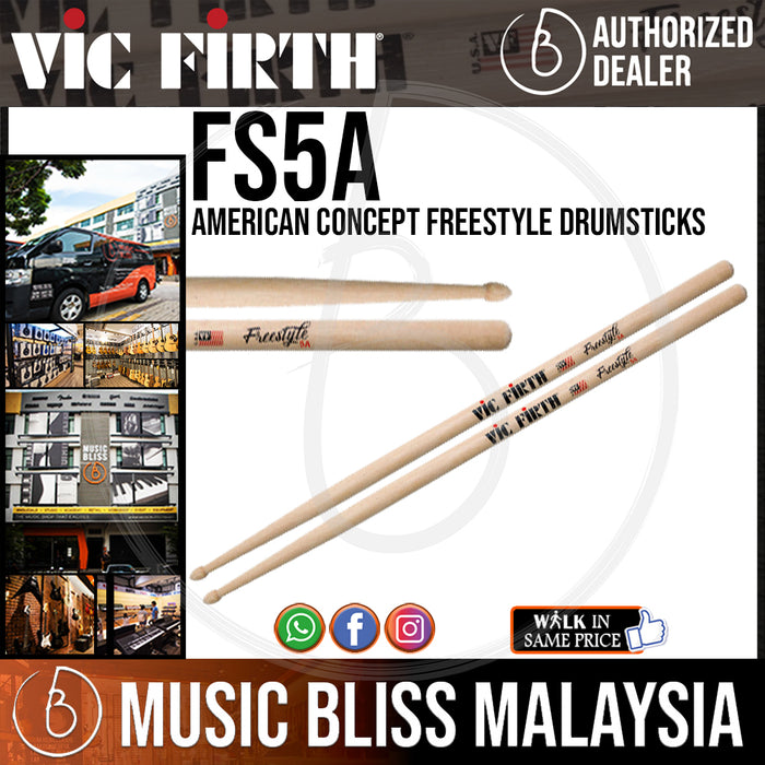 Vic Firth American Concept Freestyle Drumsticks - 5A (FS5A) - Music Bliss Malaysia