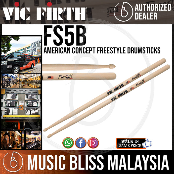 Vic Firth American Concept Freestyle Drumsticks - 5B (FS5B) - Music Bliss Malaysia