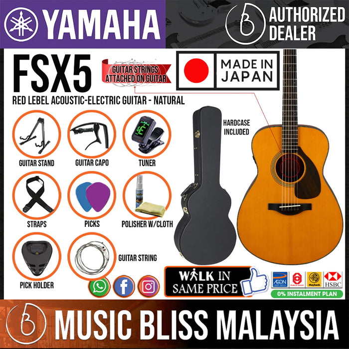 Yamaha Red Label FSX5 Acoustic-Electric Guitar with Hardcase - Natural MADE IN JAPAN - Music Bliss Malaysia