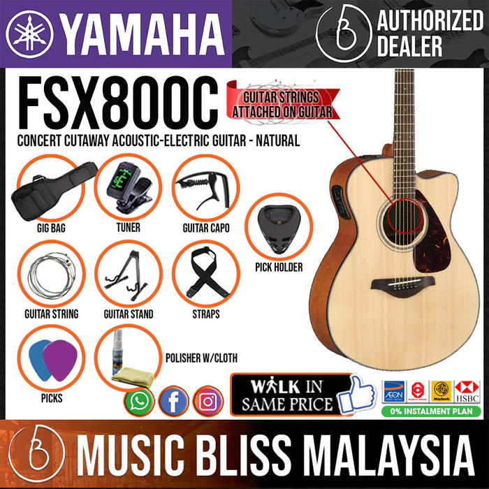 Yamaha FSX800C Concert Cutaway Acoustic Electric Guitar Natural