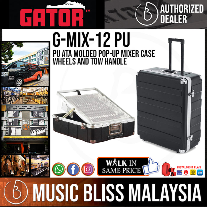 Gator G-MIX-12 PU ATA Molded Pop-Up Mixer Case Wheels and Tow Handle - Music Bliss Malaysia