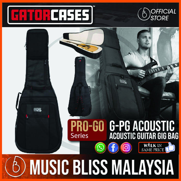 Gator G-PG ACOUSTIC ProGo Ultimate Gig Bag for Acoustic Guitar (GPGACOUSTIC) - Music Bliss Malaysia