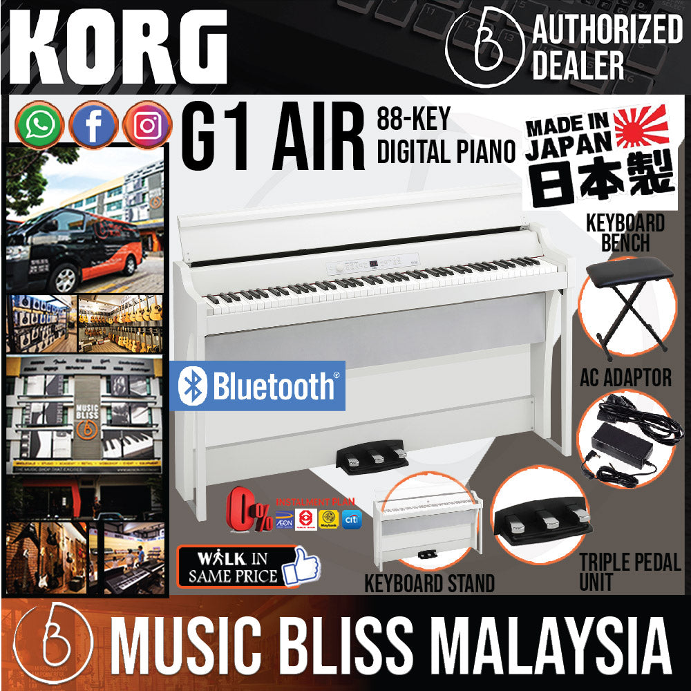 Korg G1 Air Digital Piano with Keyboard Bench White 0