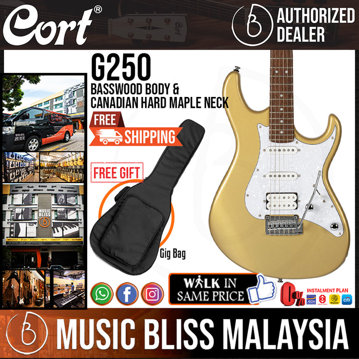 Cort G250 Electric Guitar with Bag - Champagne Gold Metallic (G-250 G 250) - Music Bliss Malaysia
