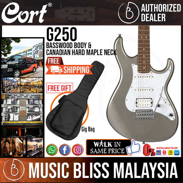 Cort G250 Electric Guitar with Bag - Silver Metallic (G-250 G 250) - Music Bliss Malaysia
