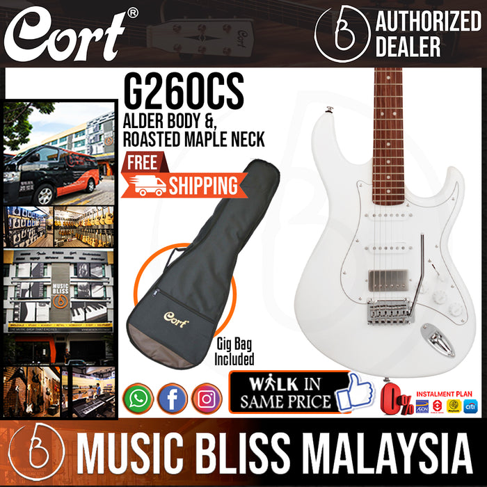 Cort G260CS Electric Guitar with Bag - Olympic White (G-260CS G 260CS) - Music Bliss Malaysia
