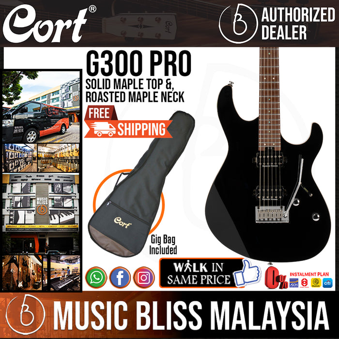 Cort G300 Pro Black Electric Guitar with Bag (G-300 G 300) - Music Bliss Malaysia