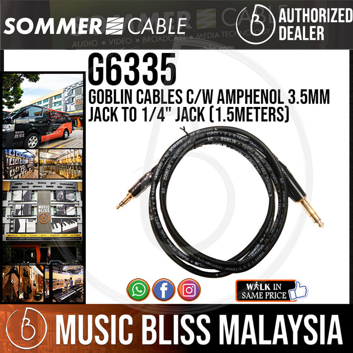Sommer (G6335) Goblin 3.5mm TRS to 1/4 Inch TRS Cable (1.5m) - Music Bliss Malaysia