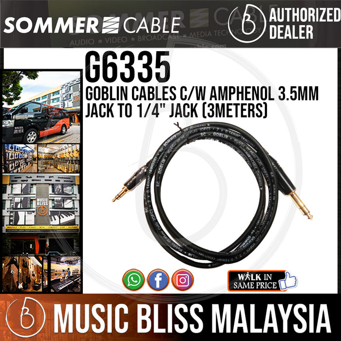 Sommer (G6335) Goblin 3.5mm TRS to 1/4 Inch TRS Cable (3m) - Music Bliss Malaysia