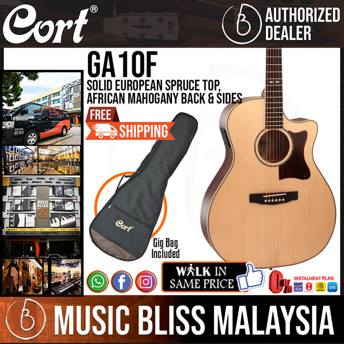 Cort GA10F Acoustic Guitar with Bag (GA 10F GA-10F) - Music Bliss Malaysia