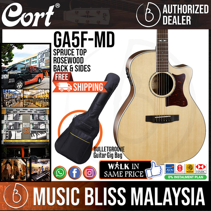 Cort GA5F-MD Acoustic Guitar with Bag - Music Bliss Malaysia