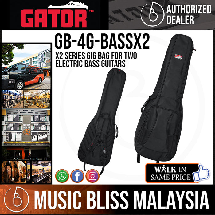 Gator GB 4G Bass X2 Series Gig Bag for TWO Electric Bass Guitars