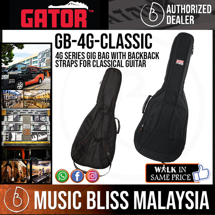 Gator GB-4G-Classic 4G Series Gig Bag with Backback Straps for Classical Guitar - Music Bliss Malaysia