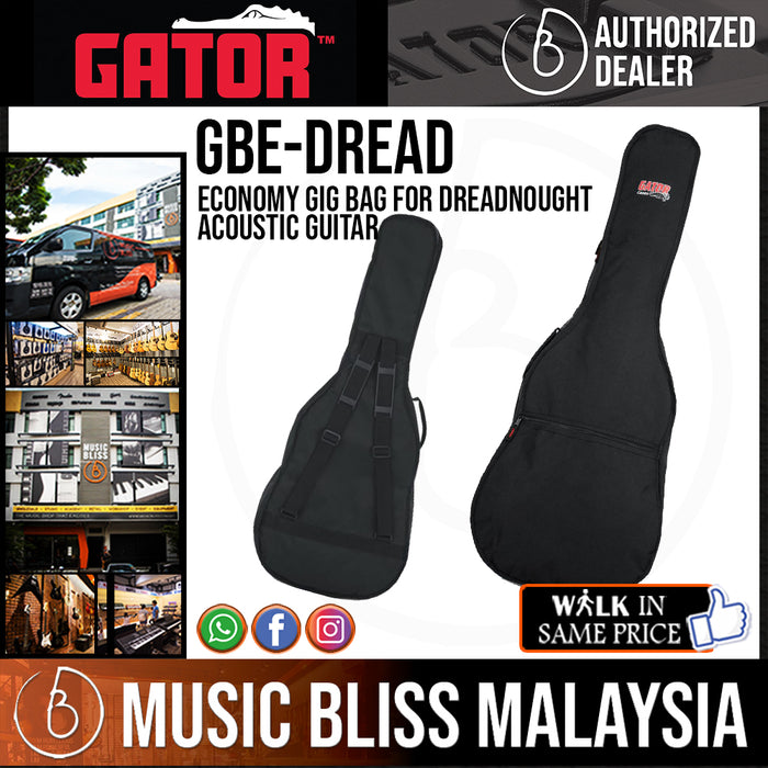 Gator GBE-DREAD Economy Gig Bag for Dreadnought Acoustic Guitar *Crazy Sales Promotion* - Music Bliss Malaysia