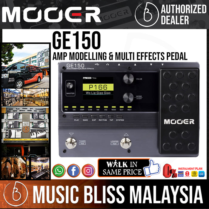 Mooer GE150 Amp Modelling & Multi Effects Pedal Music Bliss Malaysia