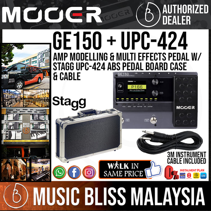 Mooer GE150 Amp Modelling & Multi Effects Pedal with Stagg UPC-424 ABS Pedal Board Case and Cable - Music Bliss Malaysia