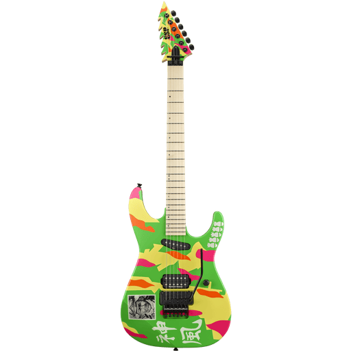 ESP George Lynch Kamikaze-4 - Neon Green with Kamikaze Graphic - Music Bliss Malaysia