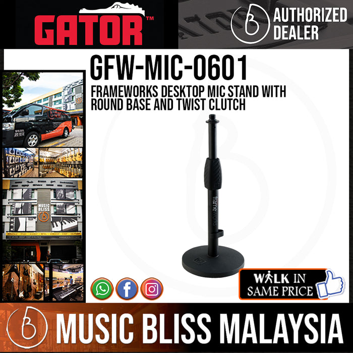 Gator Frameworks Desktop Mic Stand with Round Base and Twist Clutch - Music Bliss Malaysia