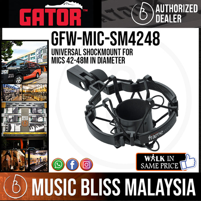Gator Frameworks GFW-MIC-SM4248 Universal Shockmount For Mics 42-48Mm In Diameter (GFWMICSM4248) - Music Bliss Malaysia