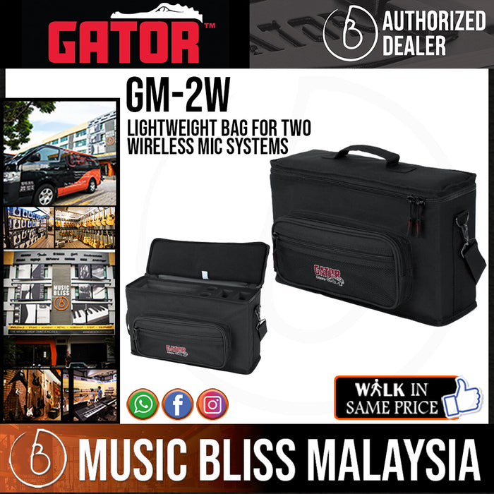 Gator GM2W Lightweight Bag for Two Wireless Mic System - Music Bliss Malaysia