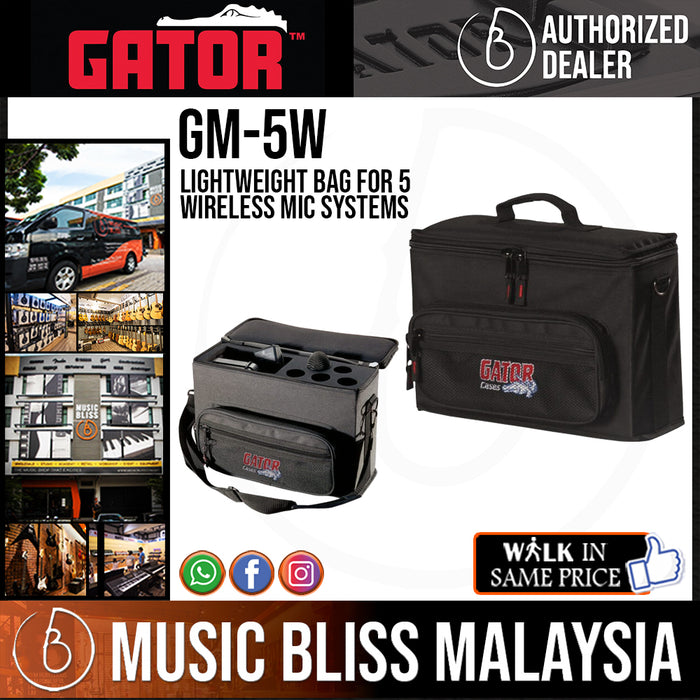 Gator GM-5W Lightweight Bag for 5 Wireless Mic Systems *Crazy Sales Promotion* - Music Bliss Malaysia