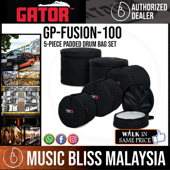 Gator GP-FUSION-100 5-Piece Padded Drum Bag Set *Crazy Sales Promotion* - Music Bliss Malaysia