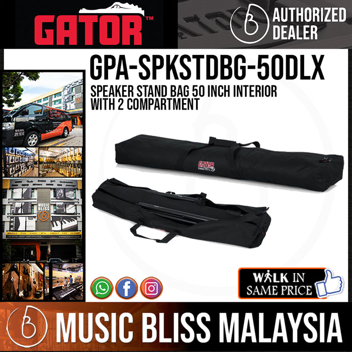 Gator GPA-SPKSTDBG-50DLX Speaker Stand Bag 50 Inch Interior with 2 compartment - Music Bliss Malaysia