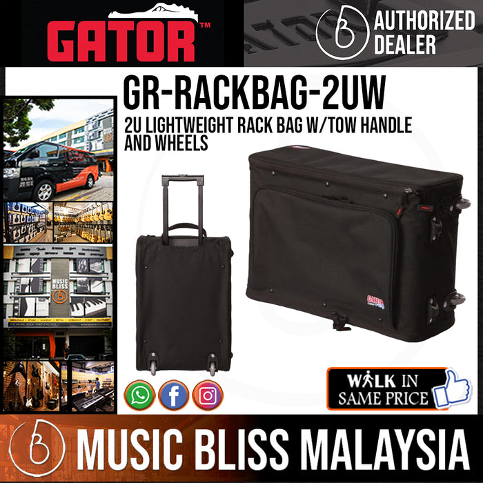 Gator GR-RACKBAG-2UW 2U Lightweight Rack Bag with Tow Handle and Wheels - Music Bliss Malaysia