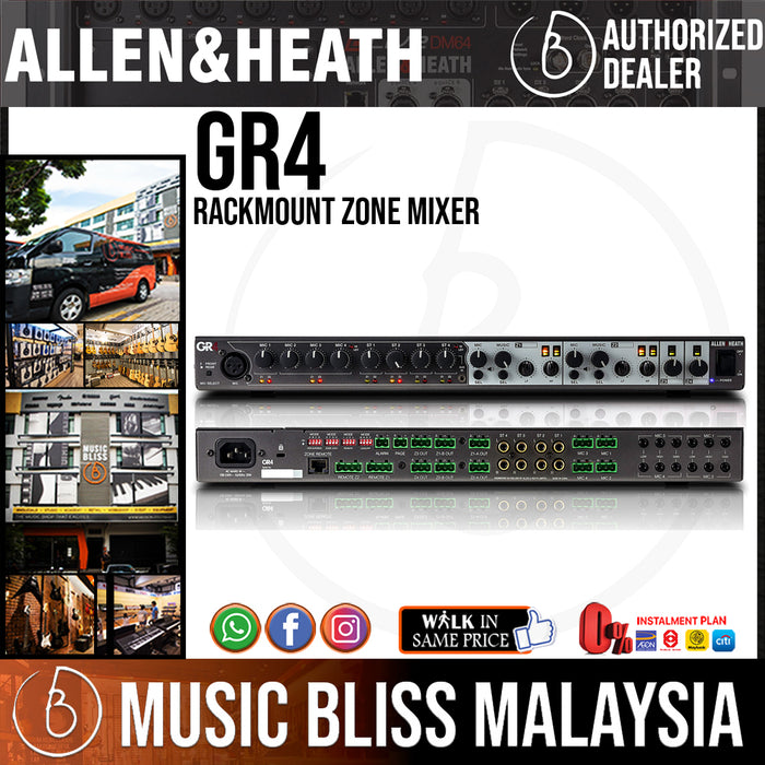 Allen & Heath GR4 Rackmount Zone Mixer (GR-4) - Music Bliss Malaysia