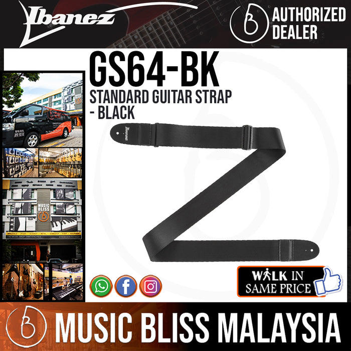Ibanez GS64 Standard Guitar Strap - Black - Music Bliss Malaysia