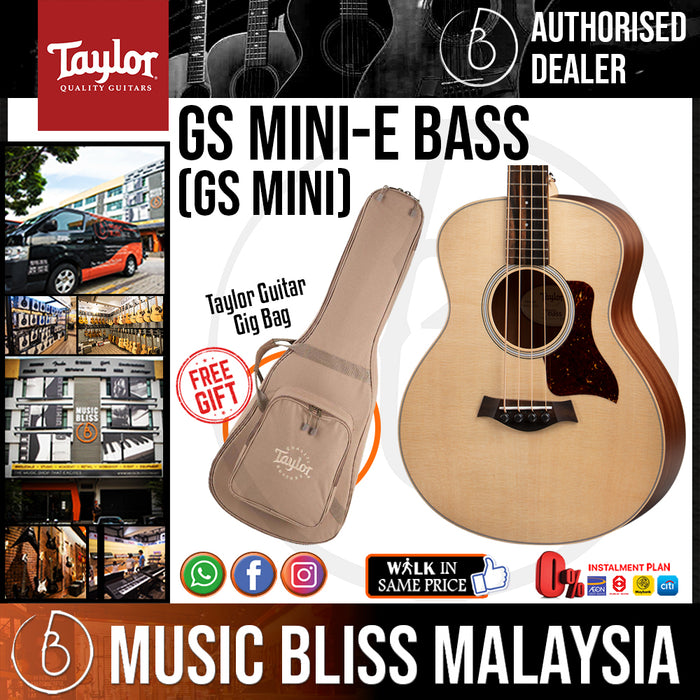 Taylor GS Mini-e Bass - Natural with Bag (GSMINI eBass / GS Mini e Bass) *Crazy Sales Promotion* - Music Bliss Malaysia